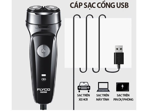 Máy có cáp sạc cổng USB Máy cạo râu dùng pin sạc