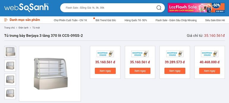 Giá tủ trưng bày Berjaya CCS-09SS-2 phải chăng 