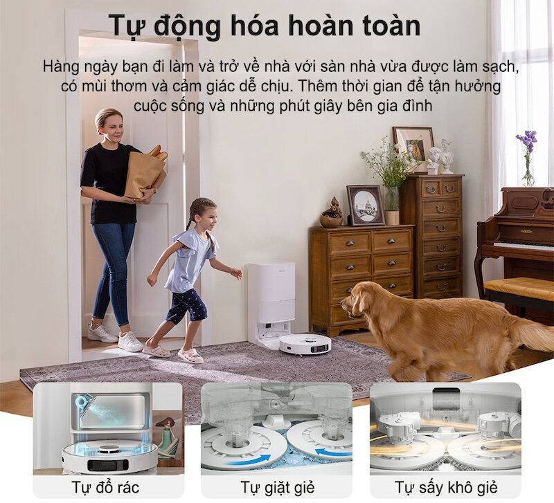 Thời gian sử dụng pin + lực hút mạnh + độ ồn robot hút bụi lau nhà Dreame L10s Ultra (Ảnh: dreamevietnam).