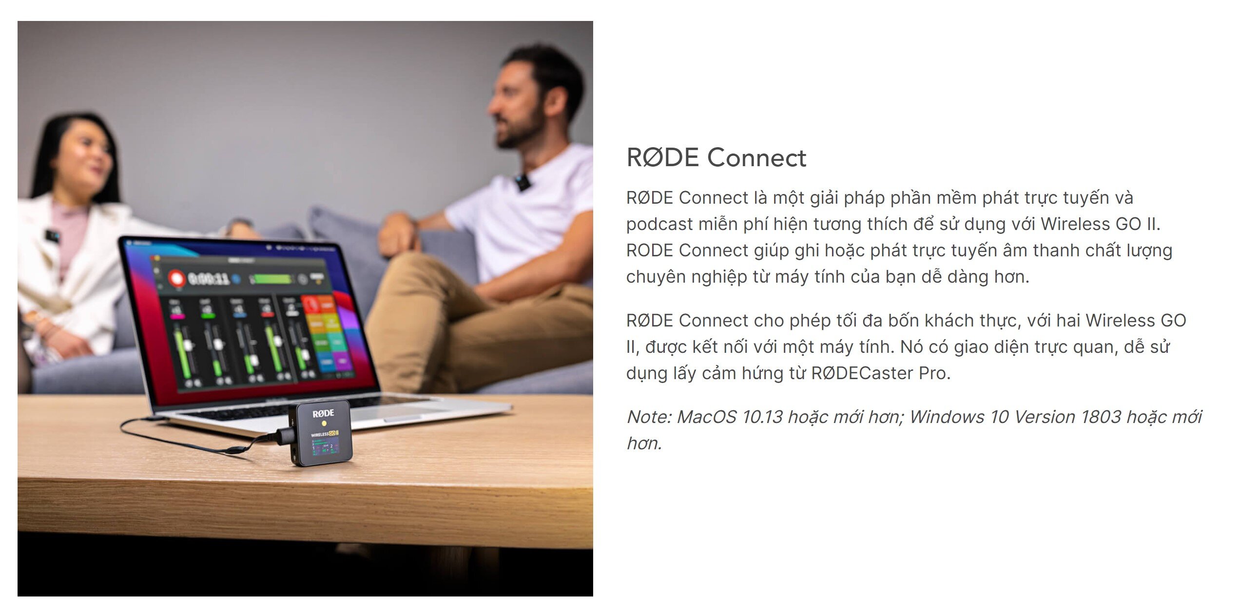 Microphone Rode Wireless Go II (Dual) - Màu đen