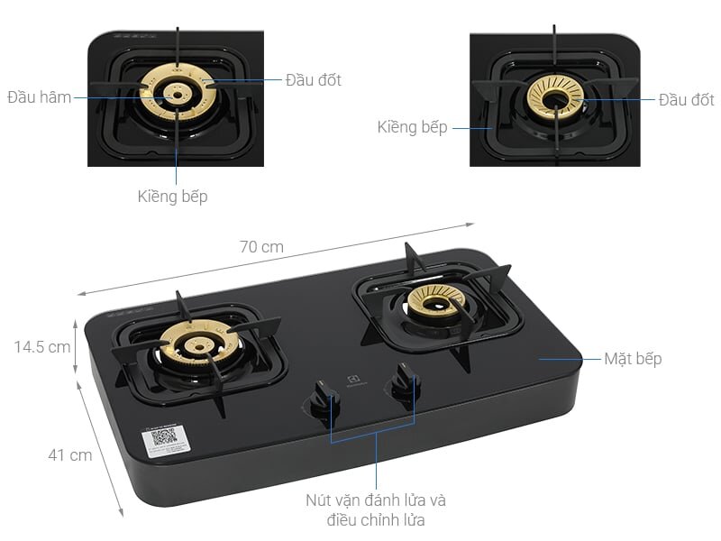 Cấu tạo của bếp ga đôi Electrolux ETG7266GKR