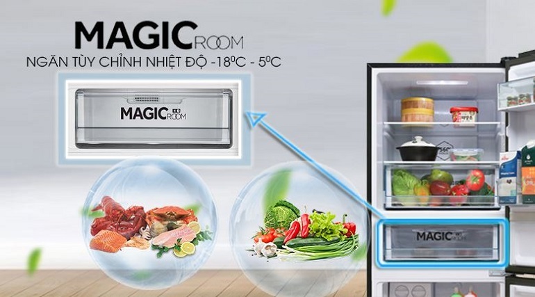 Ngăn Magic Room 5 trong 1 độc đáo của tủ lạnh Aqua Inverter 320 lít AQR-B379MA