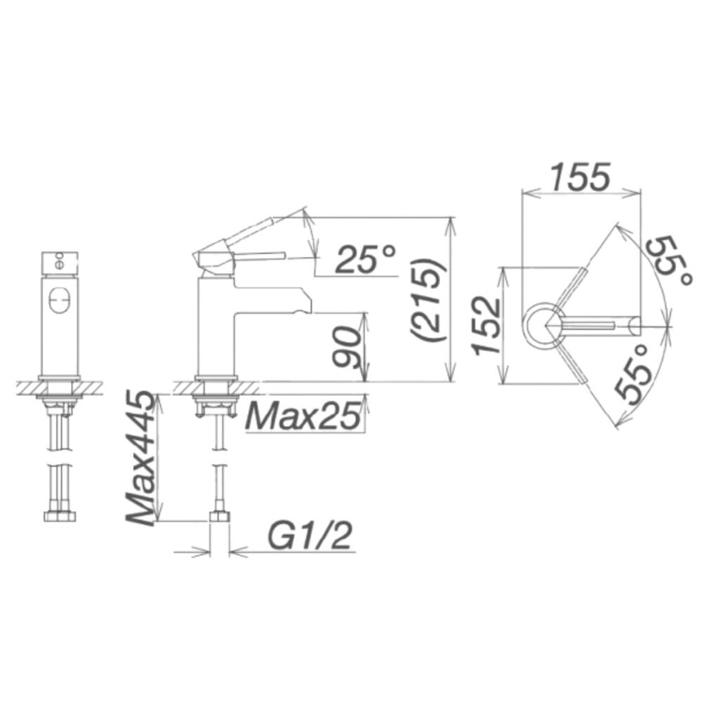 Bản vẽ kỹ thuật vòi chậu lavabo nóng lạnh Viglacera VG141