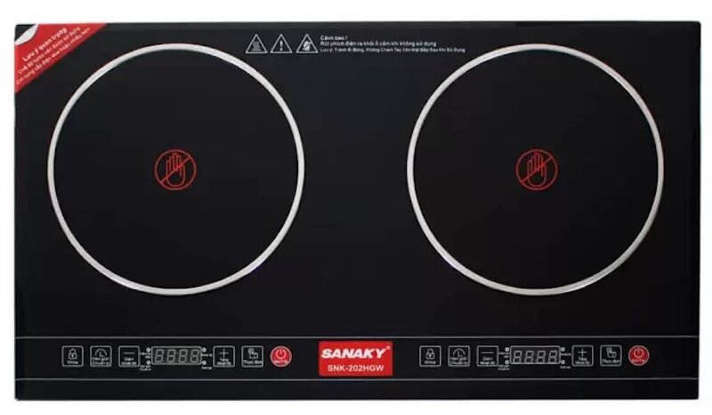 Bếp hồng ngoại đôi Sanaky SNK202HGW được trang bị bảng điều khiển cảm ứng hiện đại với 9 mức công suất