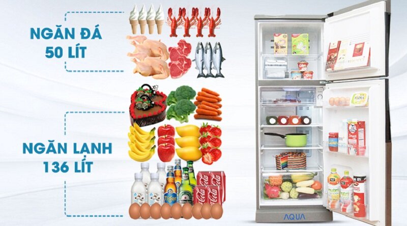 Dung tích đáp ứng tốt nhu cầu - Tủ lạnh Aqua 186 lít AQR-U205BN