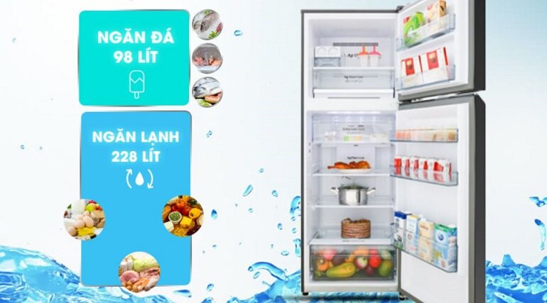 Tủ lạnh Panasonic NR-BL351GKVN có ngăn đông dung tích 82 lít