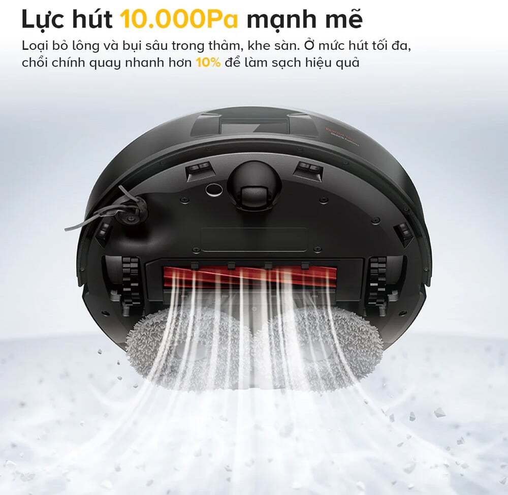 Lực hút mạnh mẽ 10.000Pa - Làm sạch sâu vượt trội Robot hút bụi lau nhà Roborock QR 798