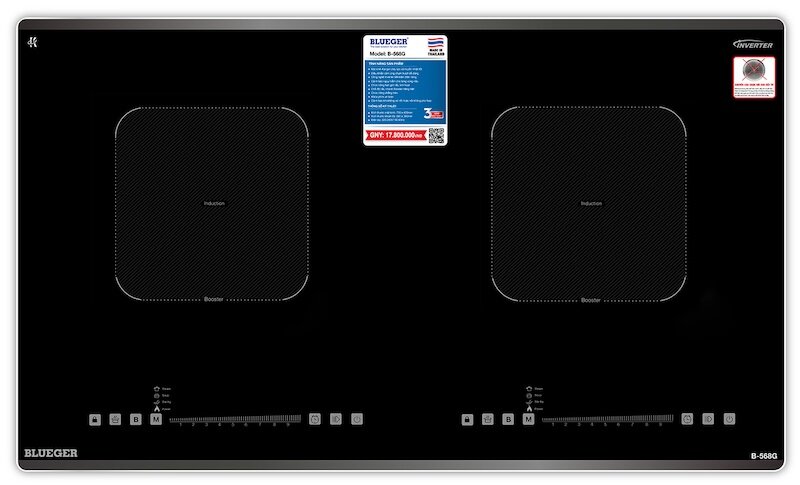 Bếp từ đôi Blueger B-568G sở hữu thiết kế tinh tế, sang trọng