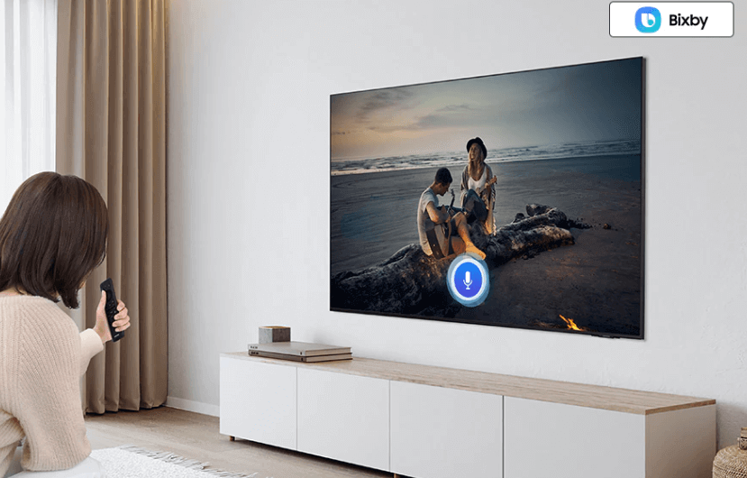 TV 4K UA75DU8000KXXV của Samsung có tích hợp trợ lý giọng nói Bixby