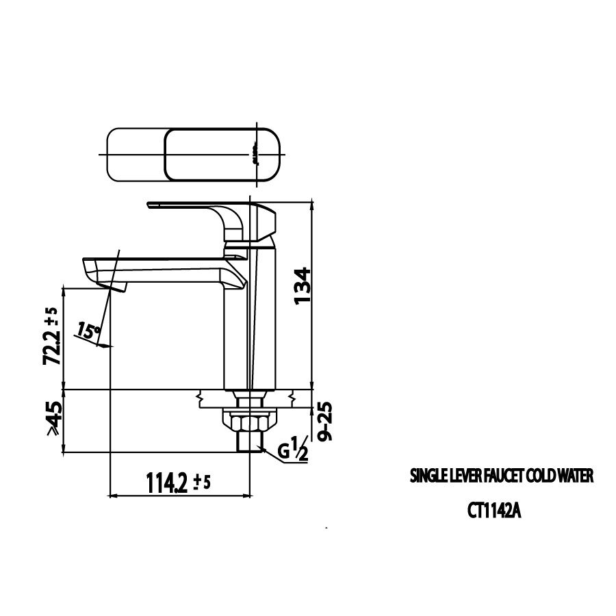 Bản vẽ kỹ thuật vòi chậu lavabo COTTO CT1142A nước lạnh