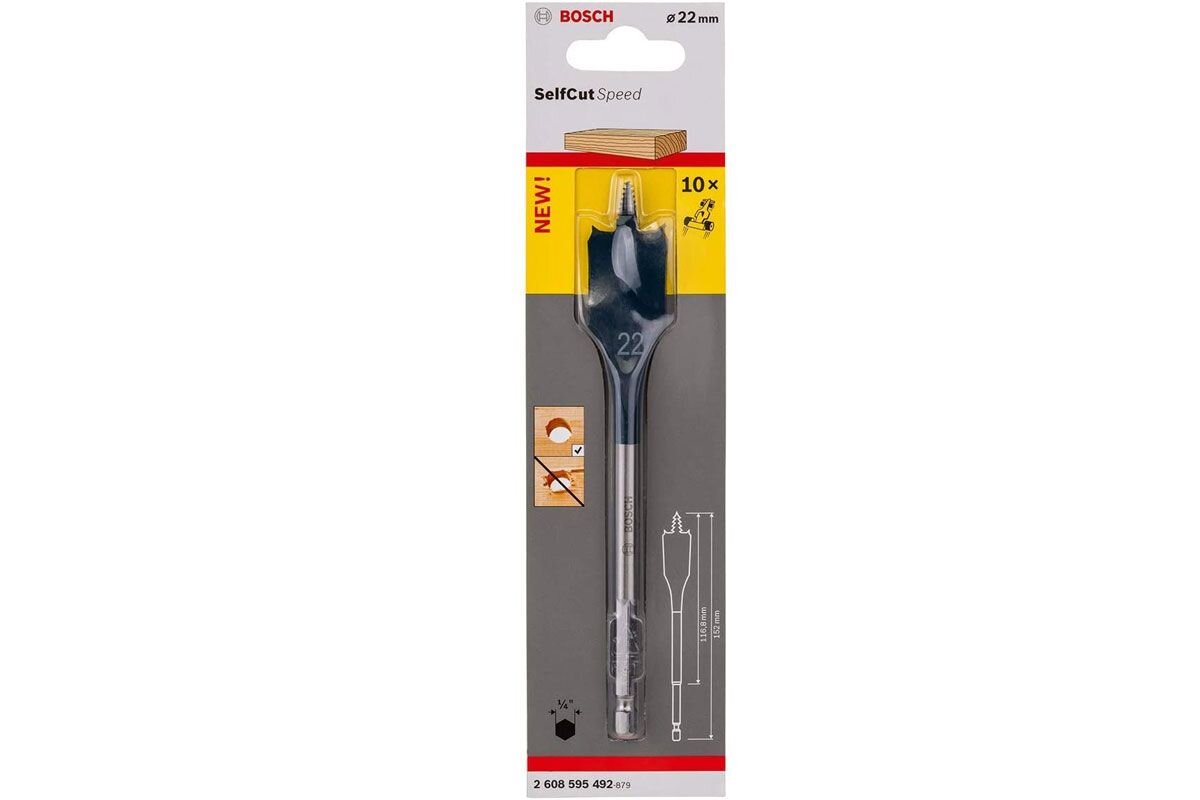 Mũi khoét gỗ đuôi cá 22x152mm Bosch 2608595492
