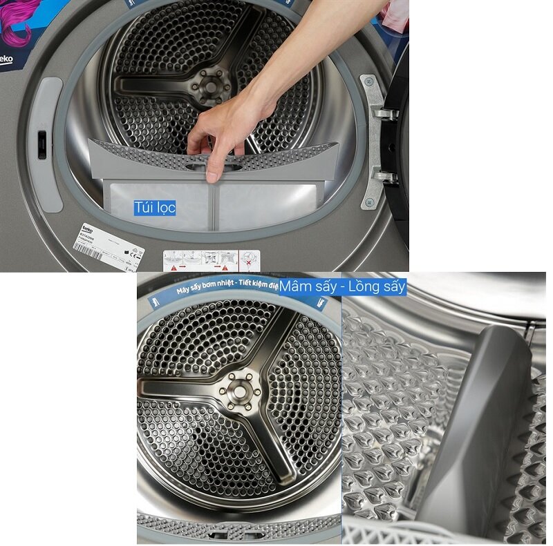 Máy sấy quần áo Beko 9 kg B3T4329M lồng sấy