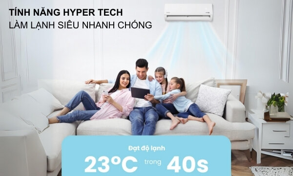 Máy lạnh Comfee Inverter 1.5 HP CFS-13VAFF-V Làm lạnh siêu tốc HYPER TECH