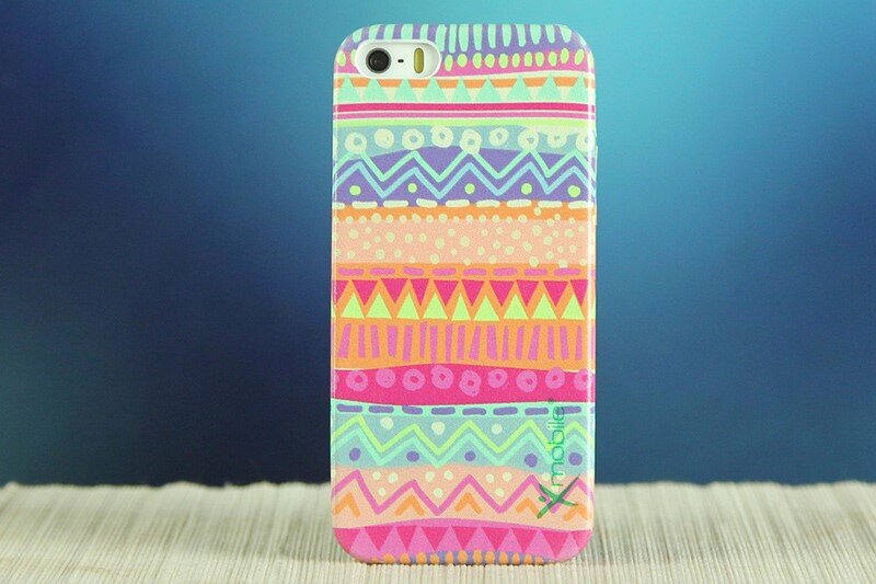 Ốp lưng iPhone 5 - 5S Nhựa giả da in Hoa văn Xanh