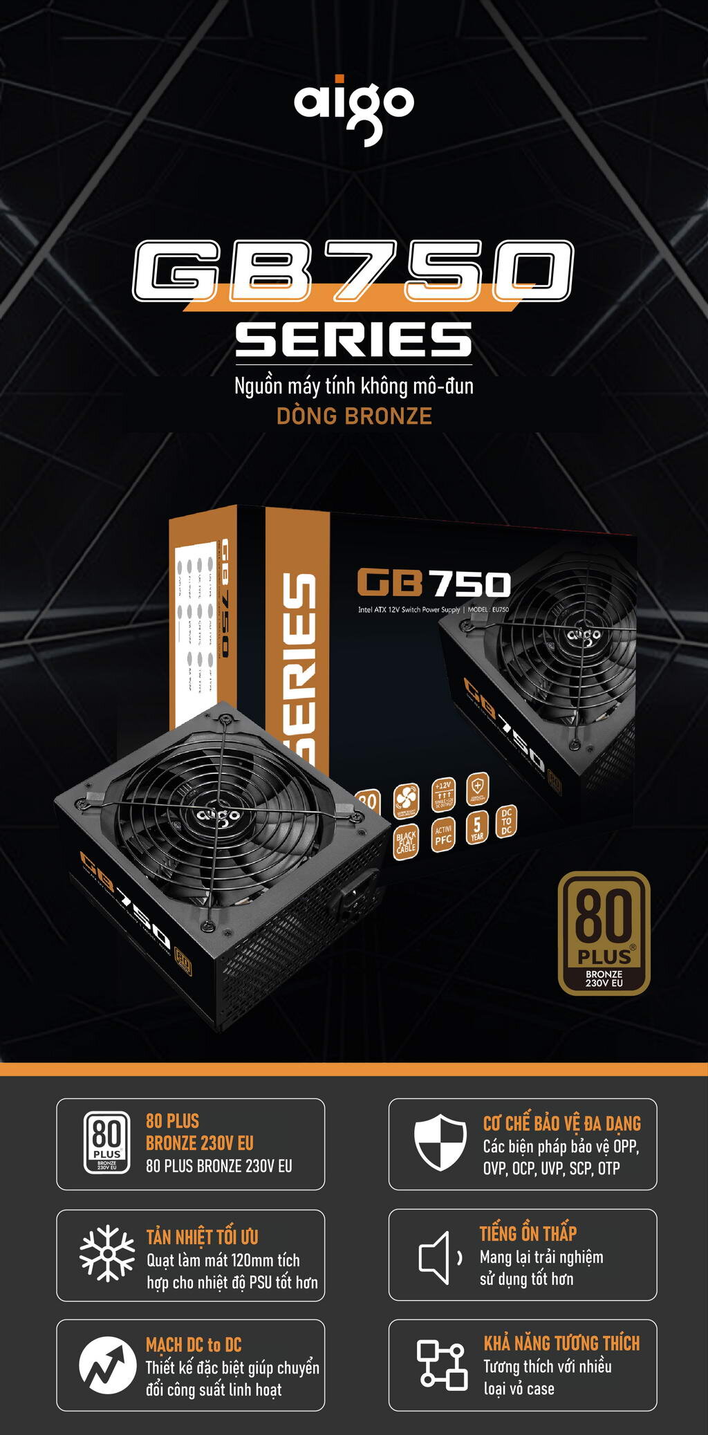 Nguồn máy tính AIGO GB750