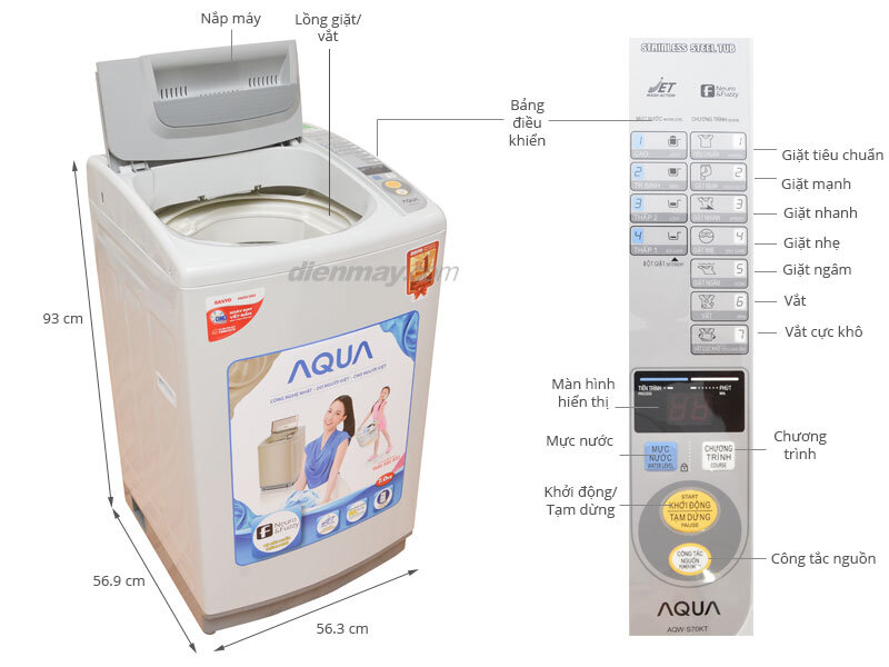 Máy giặt AQUA 7kg AQW-S70KT