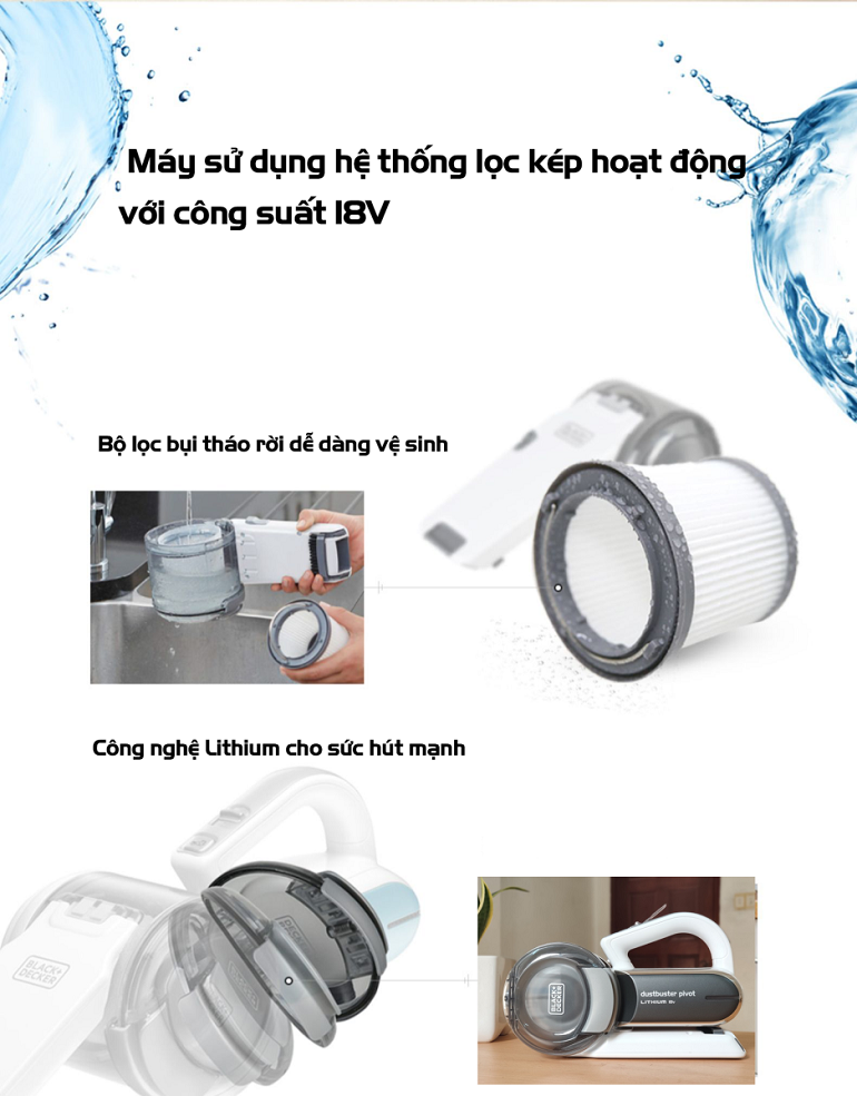 Máy hút bụi dùng pin Black&Decker PV1820L