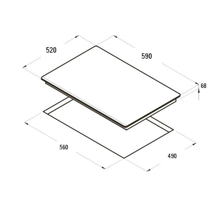 Kích thước bếp từ âm 3 vùng nấu Cata IS 603 B BK