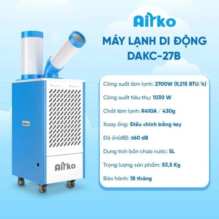 Tổng quan máy lạnh di động công nghiệp Dorosin Airko DAKC-27B Tổng quan máy lạnh di động công nghiệp Dorosin Airko DAKC-27B