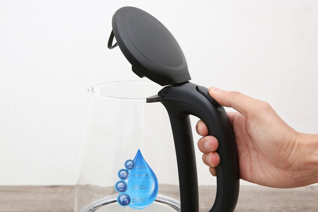 bình đun siêu tốc Midea MK-18GC thiết kế đẹp, nhấn mở nắp dễ dàng