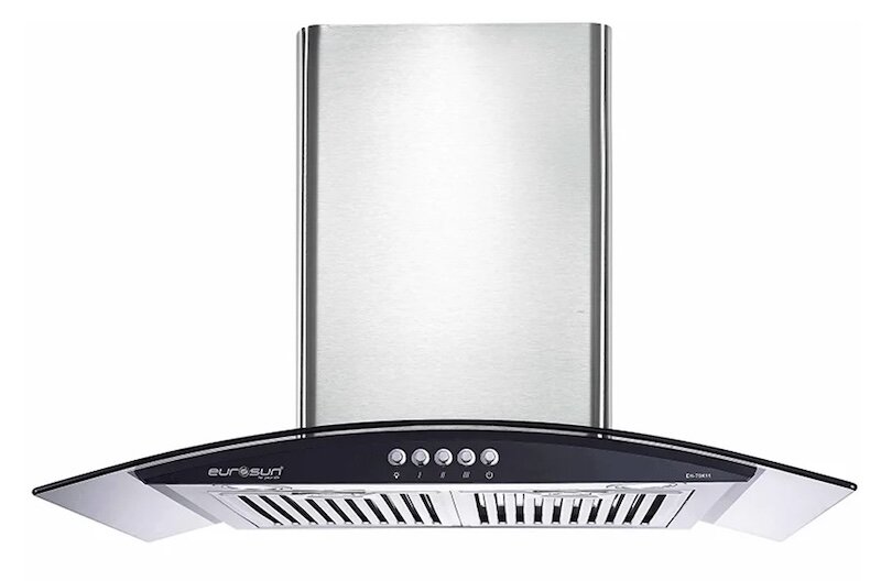 Máy hút mùi Eurosun EH-70K11E sở hữu thiết kế kính cong hiện đại