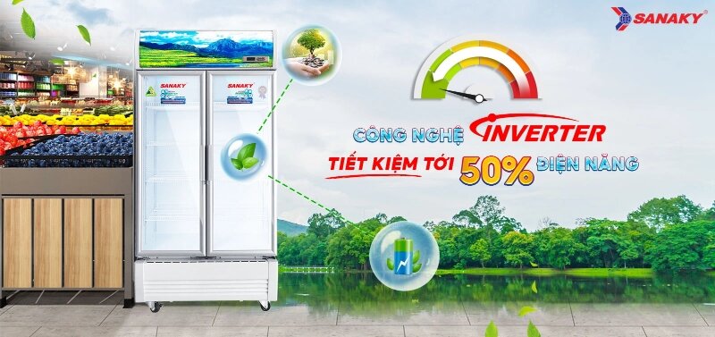 Tủ mát Sanaky Inverter 2 cánh 1000 lít VH-1009HP3