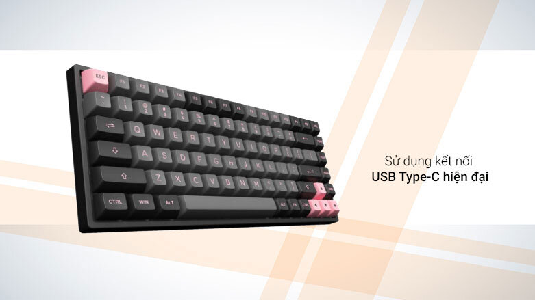 Bàn phím cơ Akko 3084 V2 ASA Black Pink| Sử dụng kết nối hiện đại
