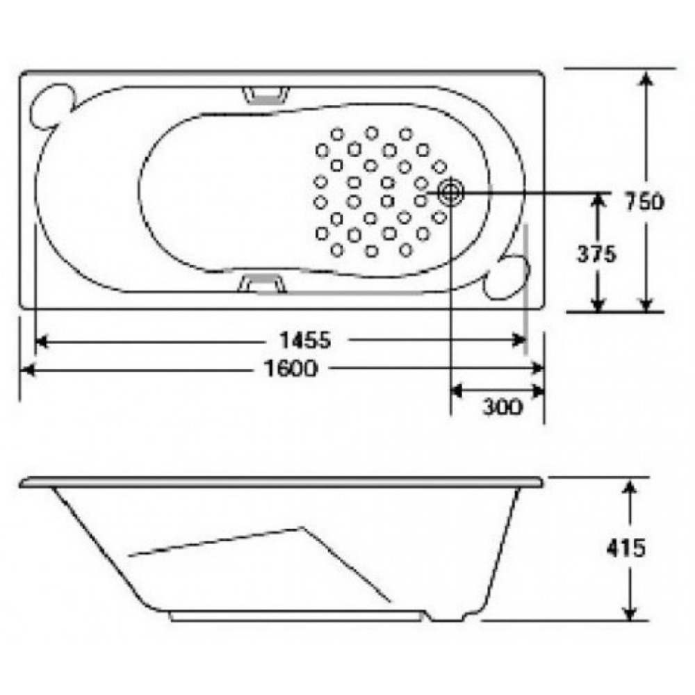 Bản vẽ kỹ thuật bồn tắm xây Europa 1.6m American Standard 7130-WT