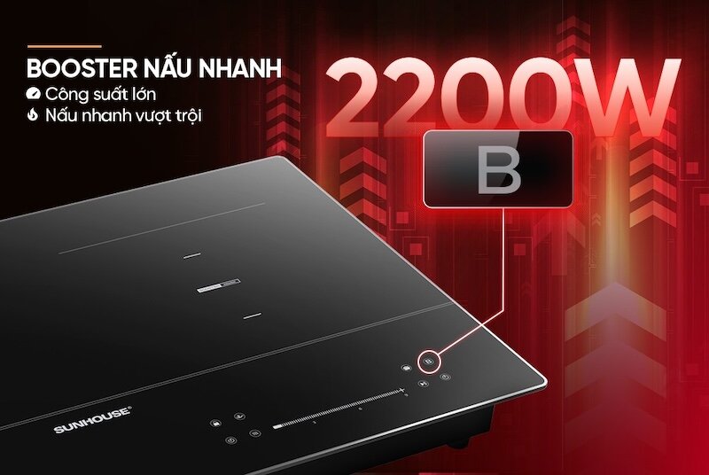 bếp từ đôi Sunhouse SHB82012 hoạt động mạnh mẽ