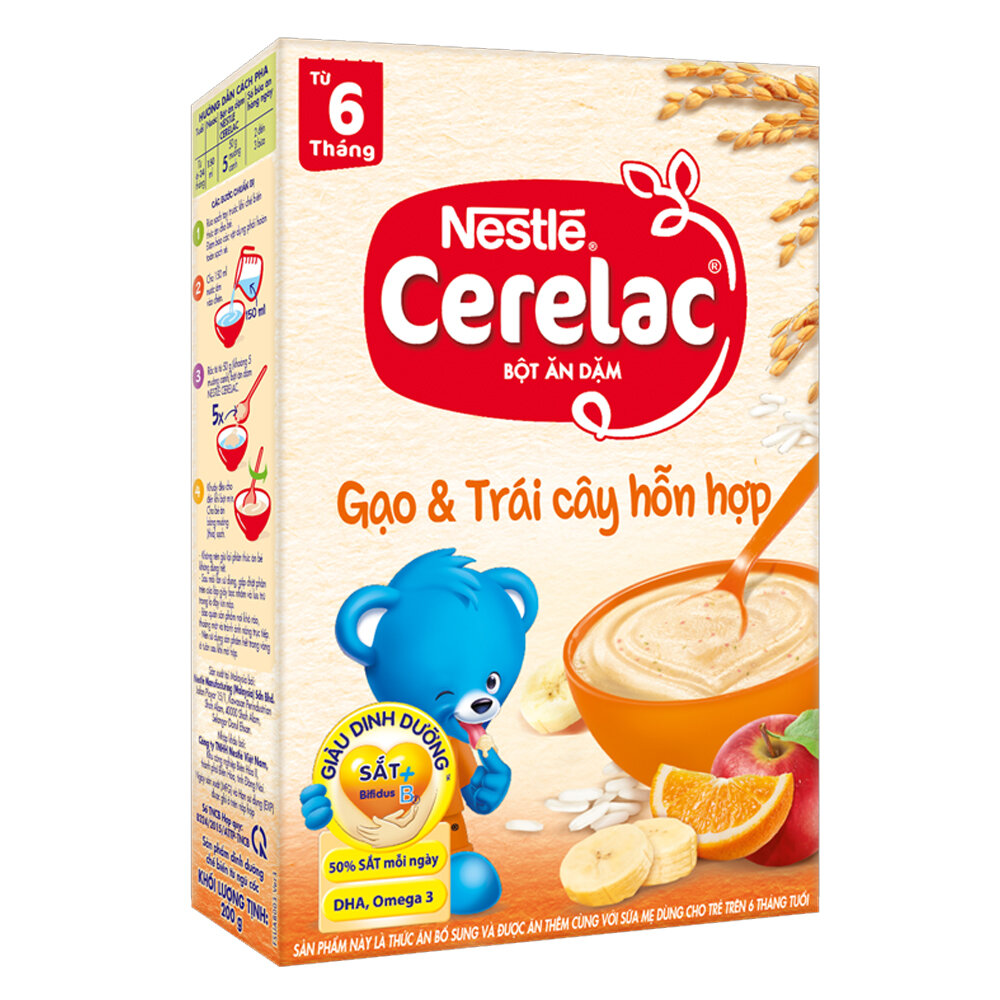  Bột ăn dặm Nestle Cerelac gạo và trái cây hỗn hợp 200g