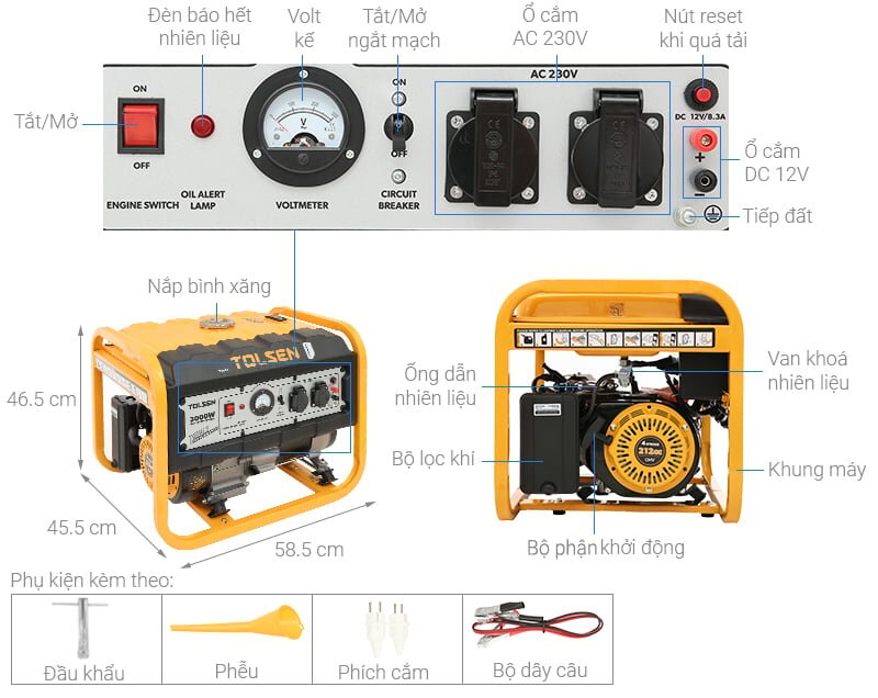 Máy phát điện chạy xăng Tolsen 79991