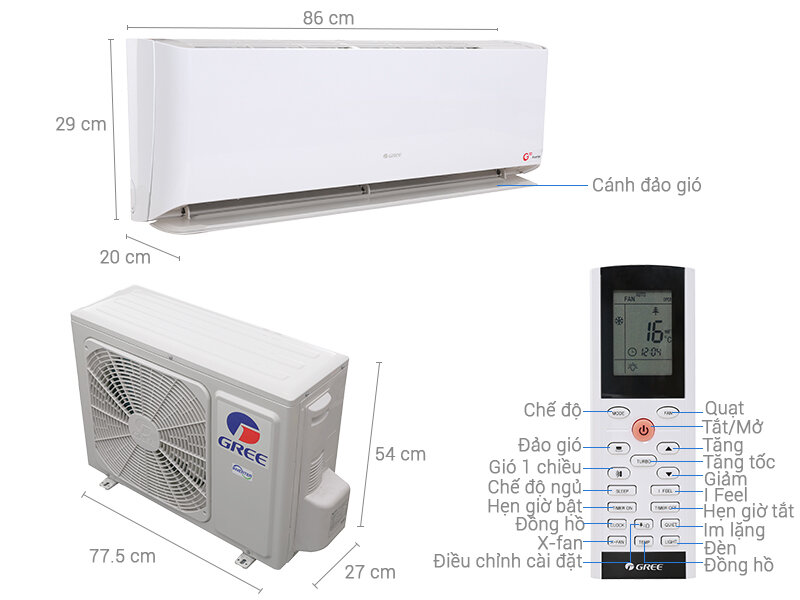 Máy lạnh Gree inverter 1 HP GWC09GB-K3DNC1A
