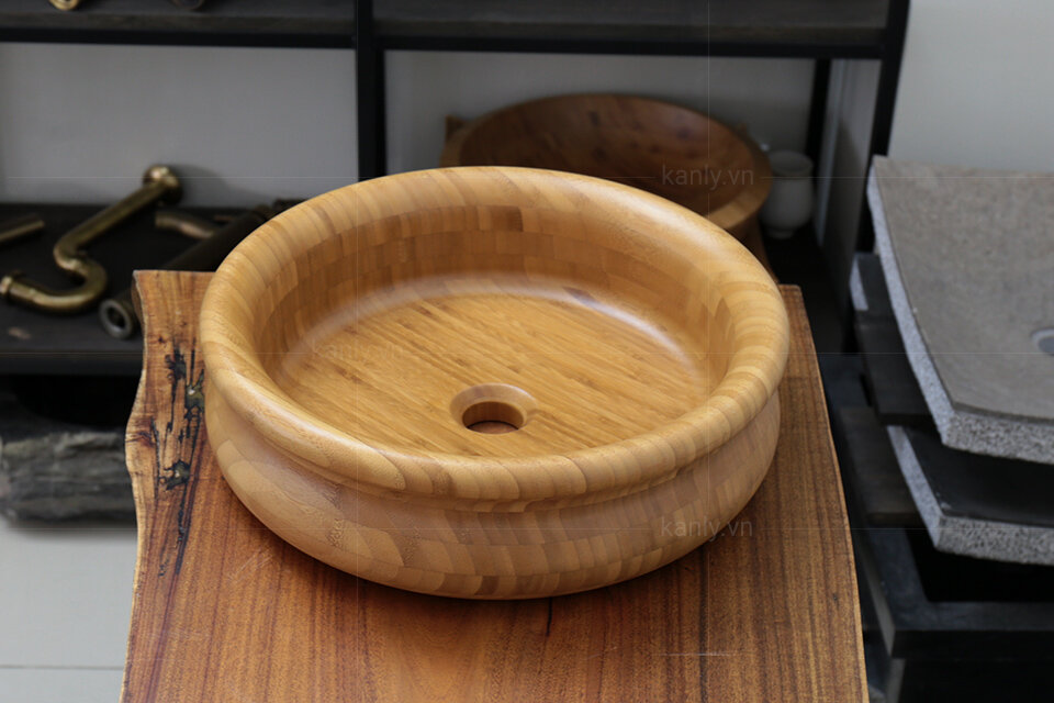 Chậu lavabo bằng gỗ tre Kanly LTE51