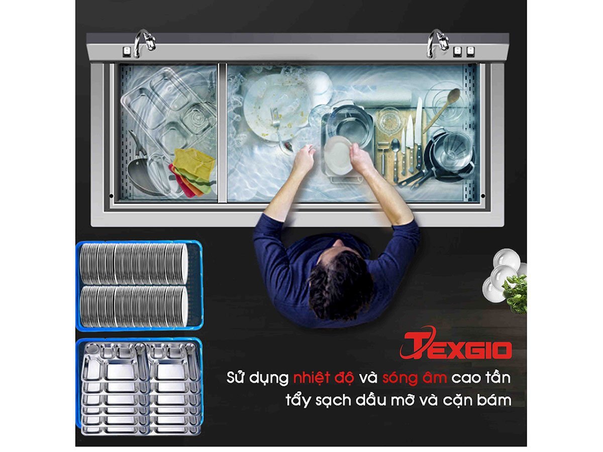 TGU-2000XD tẩy sạch cặn mỡ và dầu bám Máy rửa bát Texgio Luxury TGU-2000XD