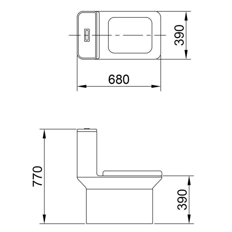 Bản vẽ kỹ thuật bồn cầu 1 khối Luxta LT-104