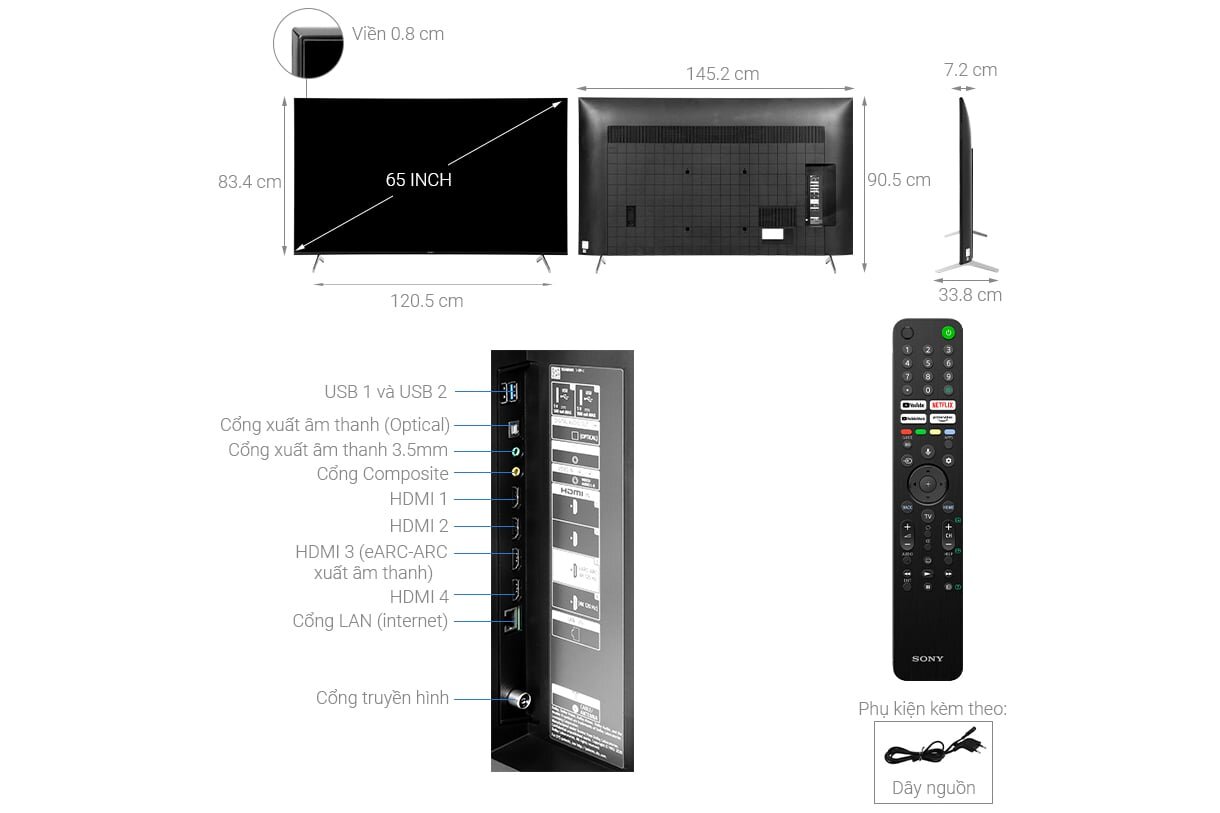 Cấu tạo của tivi Sony 65X85J