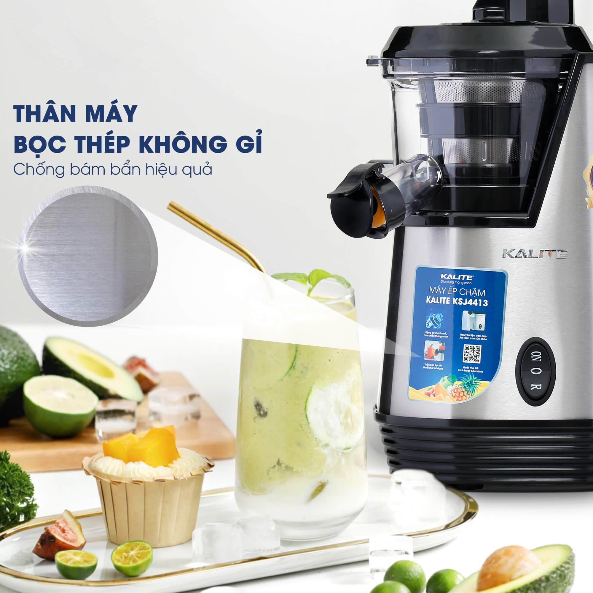 KSJ4413 có vỏ bằng inox Máy ép trái cây chậm