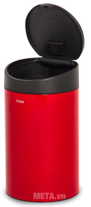 Thùng rác inox nhấn tròn nhỏ Fitis RTS1-906 - 12 lít (Đỏ)