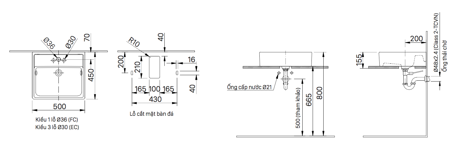 Bản vẽ kỹ thuật chậu rửa Lavabo INAX đặt bàn men sứ Aqua AL-293VFC