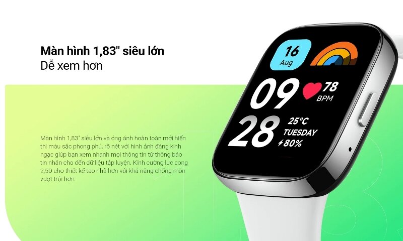 Đồng hồ thông minh Xiaomi Redmi Watch 3 Active mặt đồng hồ