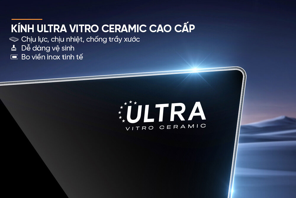 Bếp Đôi Điện Từ Sunhouse SHB82202-VMC sở hữu mặt kính Ultra Vitro Ceramic cao cấp