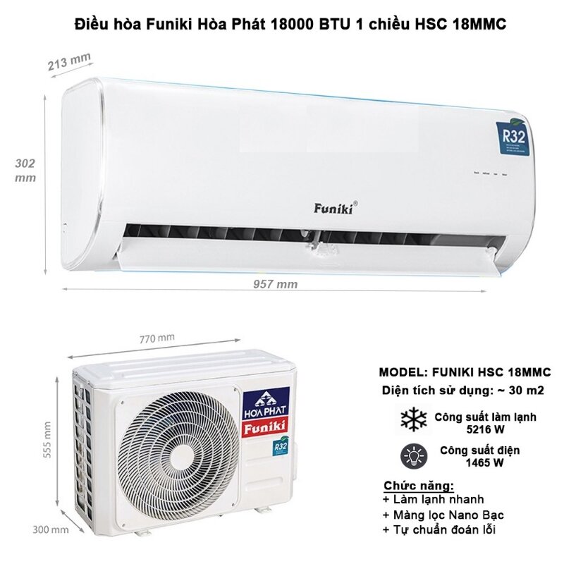 Điều hòa Funiki 18000 BTU 1 chiều HSC-18MMC thiết kế