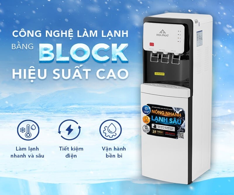 Cây nước nóng lạnh Hòa Phát HHC363 làm lạnh bằng block
