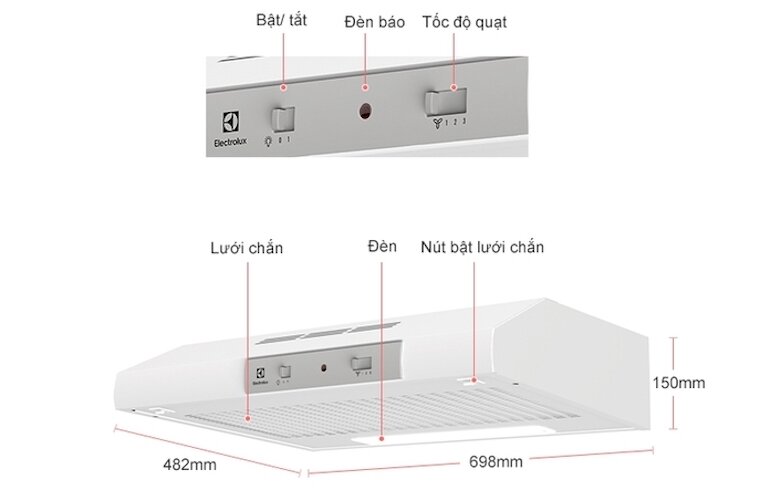 Ưu điểm máy hút mùi Electrolux EFT7041W
