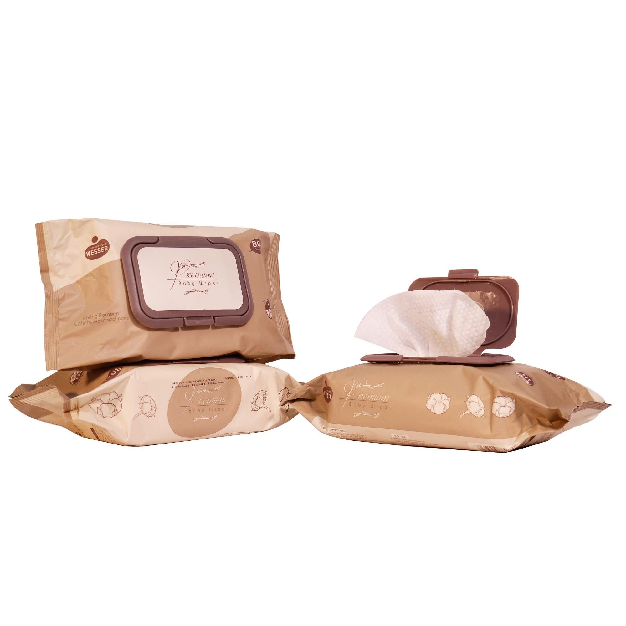 Khăn ướt cao cấp cao cap Wesser 100% thiên nhiên