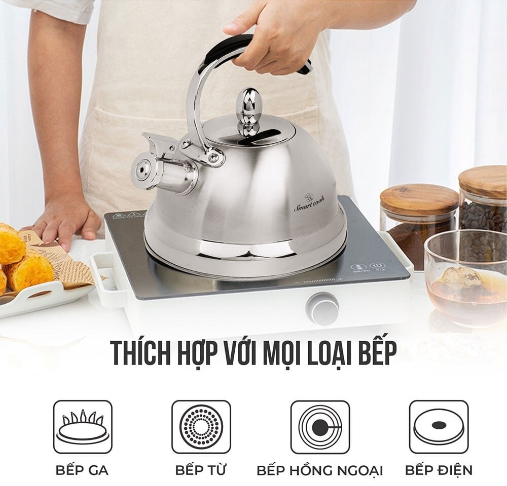 Ấm đun nước inox dùng cho bếp từ Ấm đun nước inox