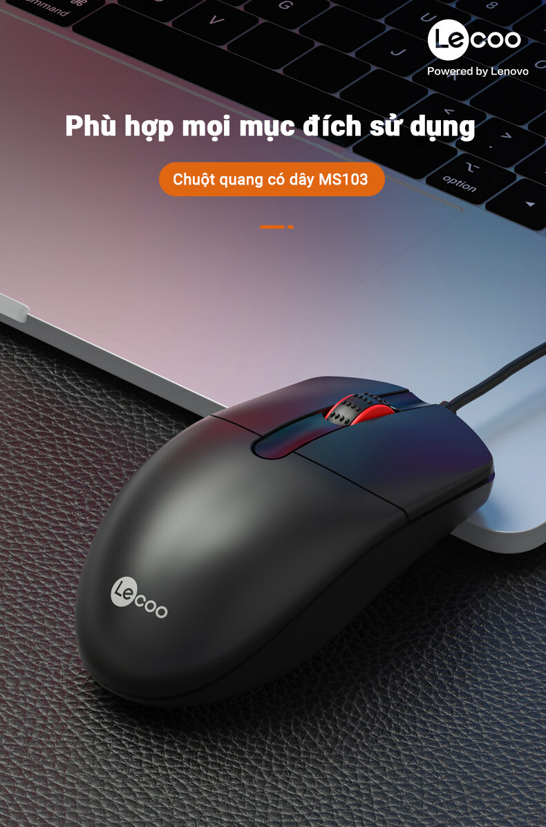 Chuột Lecoo MS103 đen (USB)