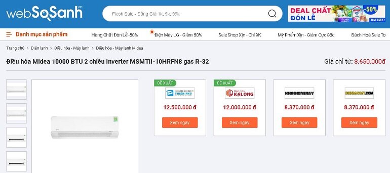 Giá điều hòa Midea MSMTII-10HRFN8 đang rẻ