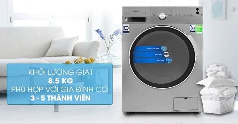 máy giặt cửa ngang midea 8.5 Kg MFK85-1401WK 2020 s