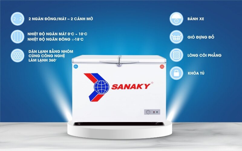Tủ đông Sanaky 2 ngăn 400 lít VH-405W2